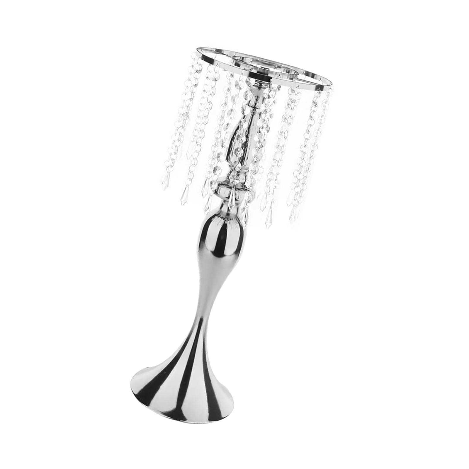 FAKEME Modern Silver Candle Holder & Flower Vase - Elegant Table Centerpiece for Wedding, Anniversary & Home Decor | Tall Candlesticks for Party, Ceremony & Romantic Dinner Settings