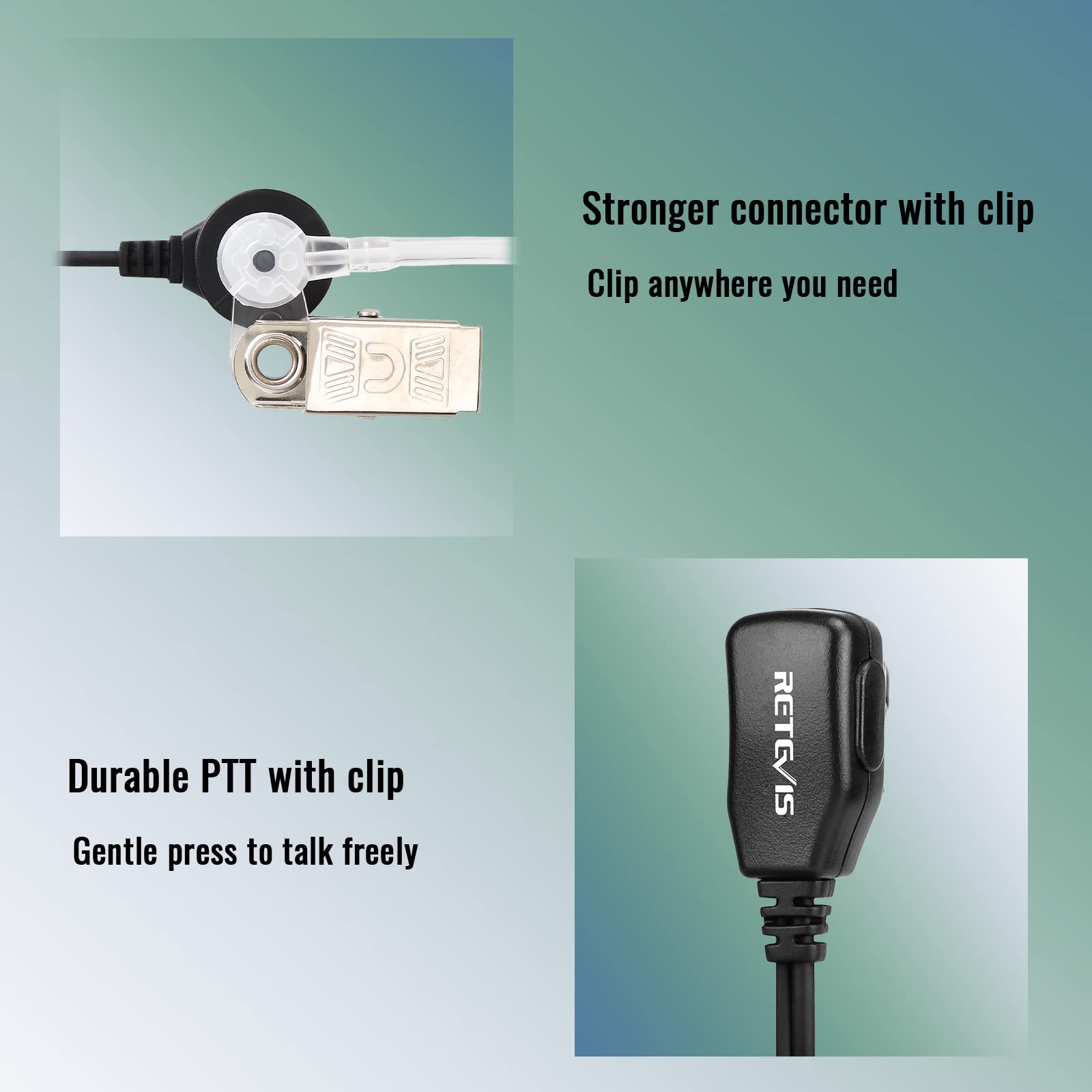 Retevis Walkie Talkie Headset with Acoustic Tube & Earpiece - 2 Pin Connector Compatible with Motorola CP040, DP1400, GP68, GP88, GP300, GP2000, CT150, Pro1150, HYT TC-500, TC-600 (2 Pack) - Ideal for Security, Construction & Outdoor Communication