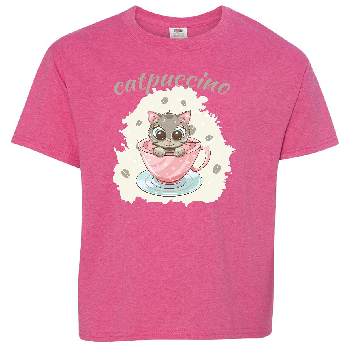 Inktastic Catpuccino Cute Cat in Pink Coffee Mug T-Shirt for Women & Men - Funny Coffee Lover Gift Idea - Perfect for Casual Wear, Gifts & Cat Enthusiasts