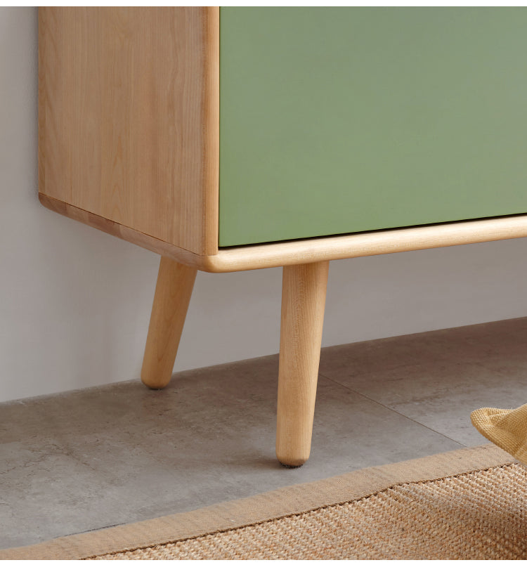 Solid Beech Wood TV Stand - Rustic Forest Style Media Console for Living Room, Bedroom & Home Theater
