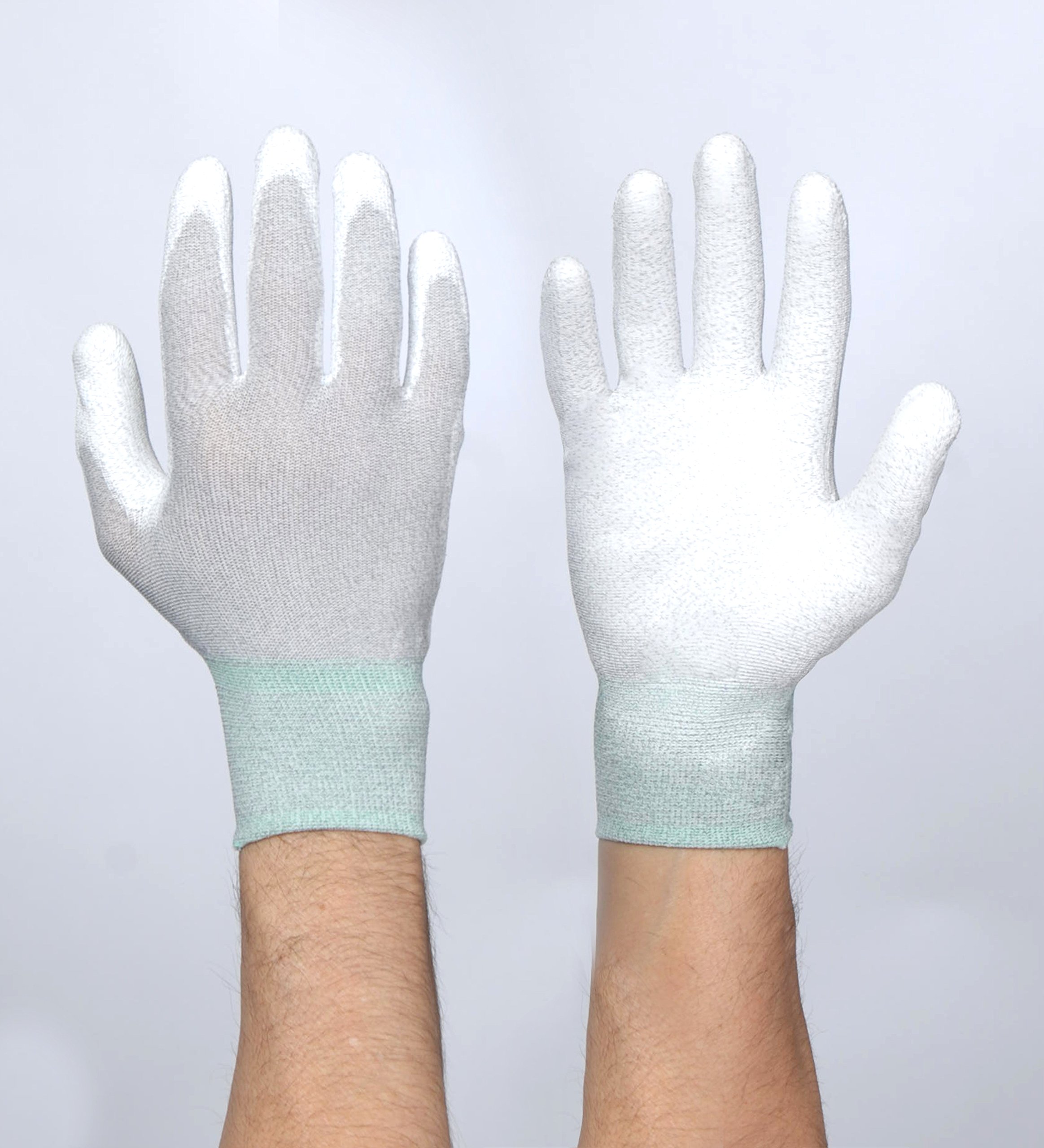 100 Pairs ESD Anti-Static & Anti-Skid Nitrile Coated Gloves - White Palm, High Resistance for Electronics, PC & Phone Repair (Size M) - Perfect for Assembly, Soldering & Sensitive Component Handling