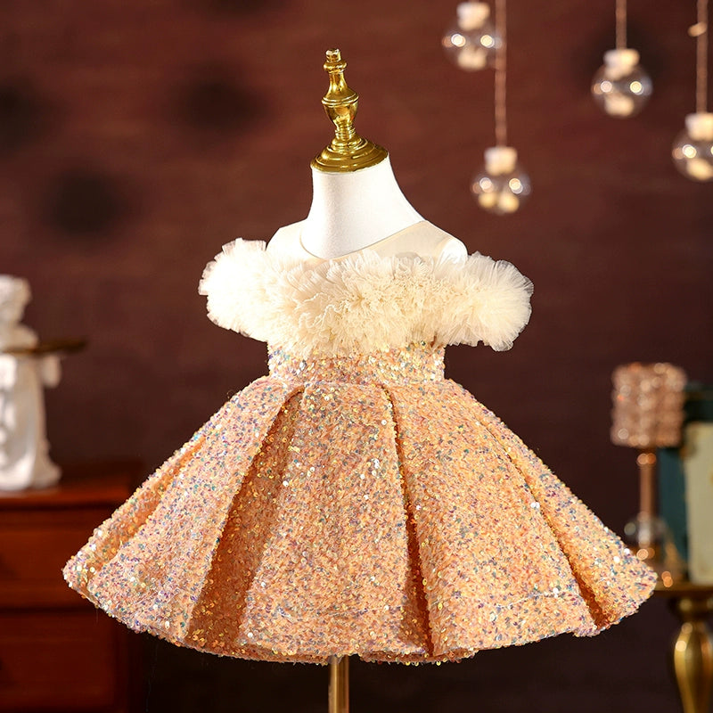 Sparkly Sequin Christmas Dress for Baby Girls - Toddler Princess Birthday Party Gown | Perfect for Holiday Photos, Special Occasions & Festive Celebrations