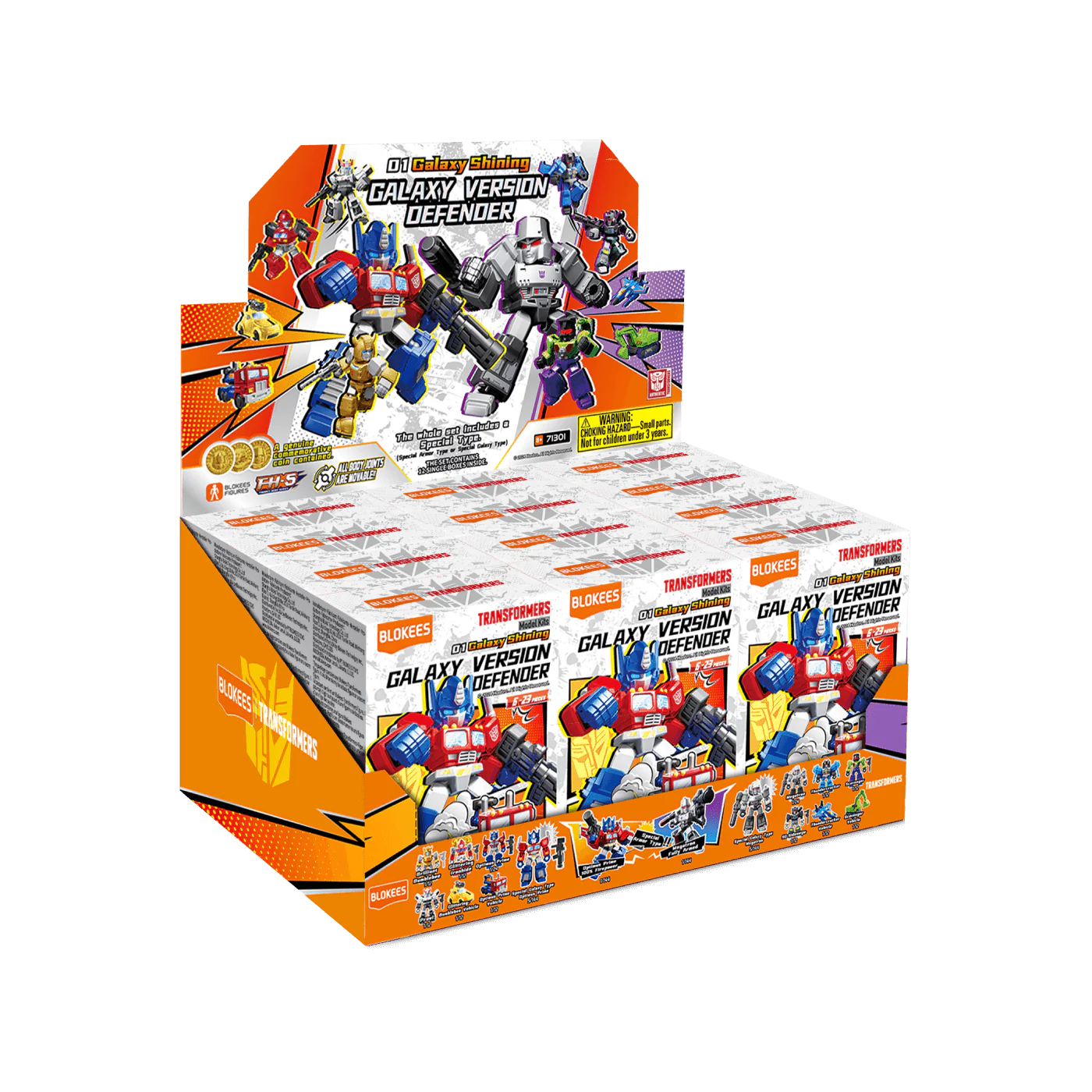 Blokees Transformers Model Kits - Galaxy Version Defender #01, 12-Piece Collectible Action Figure Set with Mystery Box | Perfect for Display, Gifts & Toy Collections