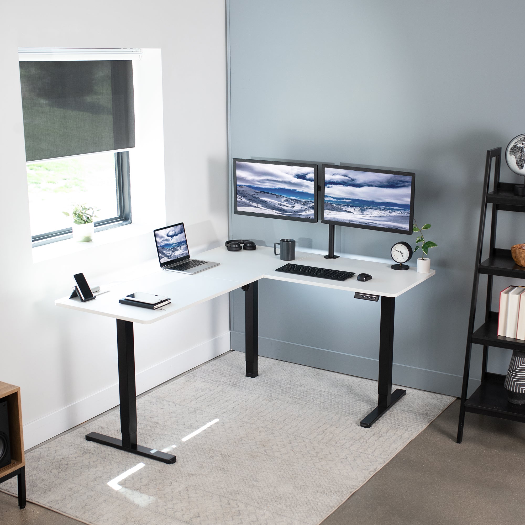 E3 Series Corner Electric Standing Desk - Adjustable Height Home Office Desk for Work & Study | Perfect for Small Spaces & Ergonomic Workspaces
