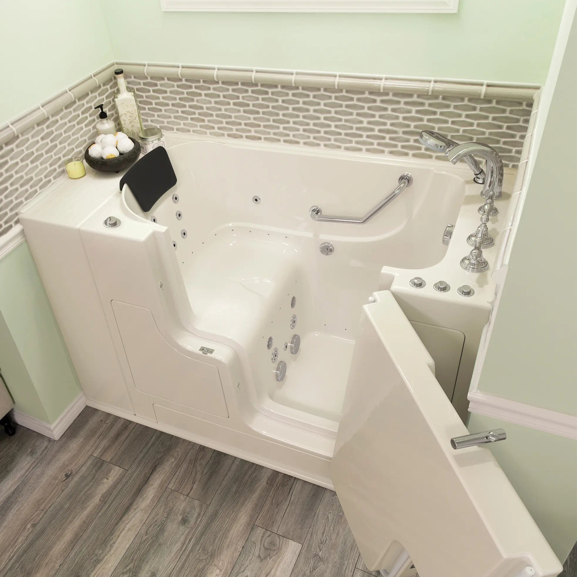 Premium 30 x 52 Inch Gelcoat Walk-In Bathtub with Air Spa & Whirlpool Systems - Right Hand Drain & Faucet - Ideal for Elderly & Mobility Support, Therapeutic Relaxation at Home