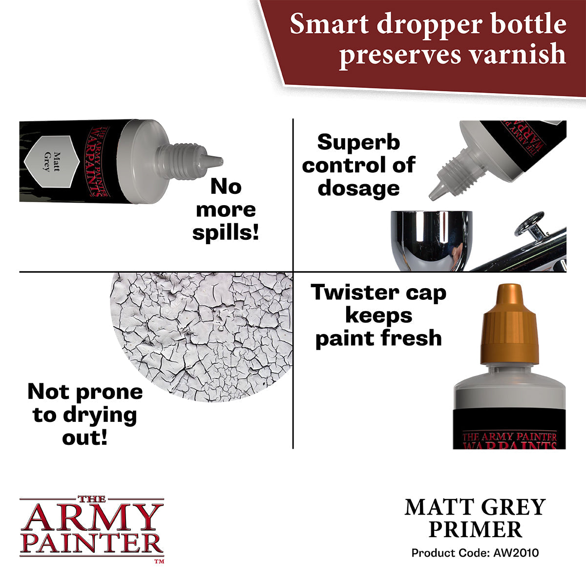 Warpaints Air Matt Grey Primer - 100ml Acrylic Paint for Miniatures & Models - Perfect for Warhammer, D&D, and Tabletop Gaming