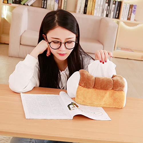 Soft Plush Tissue Box Cover - Funny Cute Yellow Toast Bread Design for Car, Home & Office | Decorative & Functional Tissue Holder for Living Room, Bedroom & Workspace