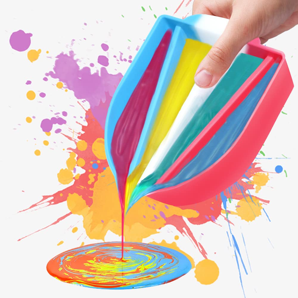 Split Cups for Paint Pouring - 4 Chamber Silicone Pouring Cups with Dividers, Acrylic Pour Painting Supplies & Tools for DIY Art Projects | Perfect for Fluid Art, Abstract Painting, and Home Decor Crafts