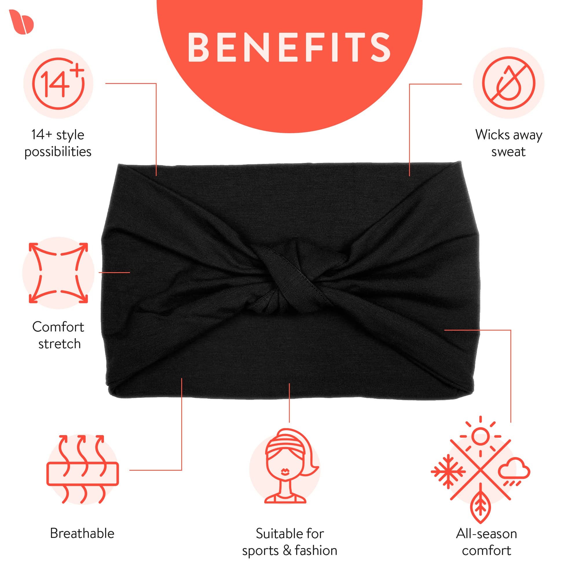 BLOM Non Slip Headbands for Women - Wide Yoga & Workout Headband - Fashionable Gym Wrap for Running, Travel & Fitness - 2 Pack - Perfect for Active Lifestyles & Everyday Wear