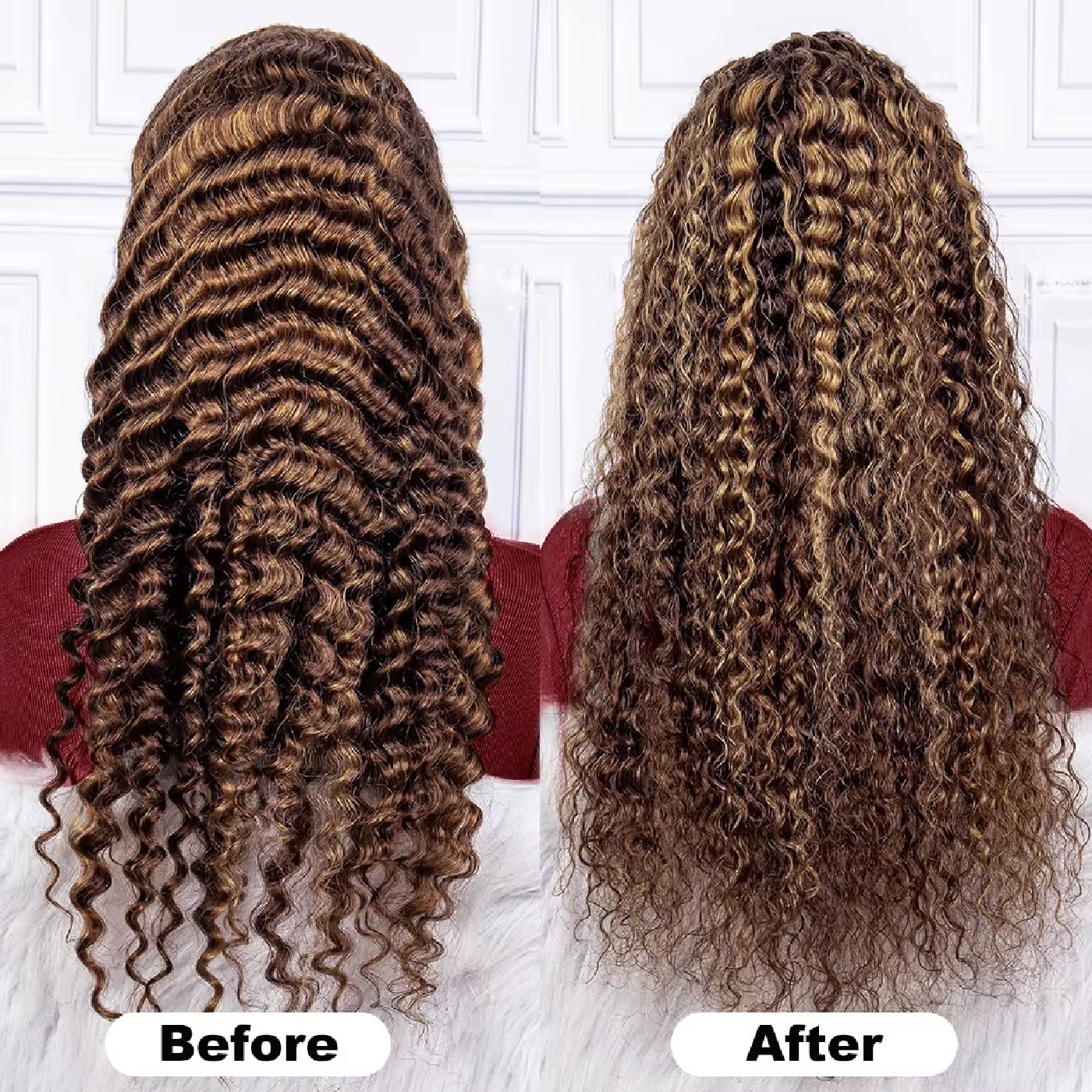 28 Inch 13x6 HD Lace Front Wig - 200% Density Human Hair Deep Wave Ombre (4/27 Honey Blonde) - Pre Plucked Hairline & Glueless Design for Women | Perfect for Daily Wear, Parties & Special Occasions