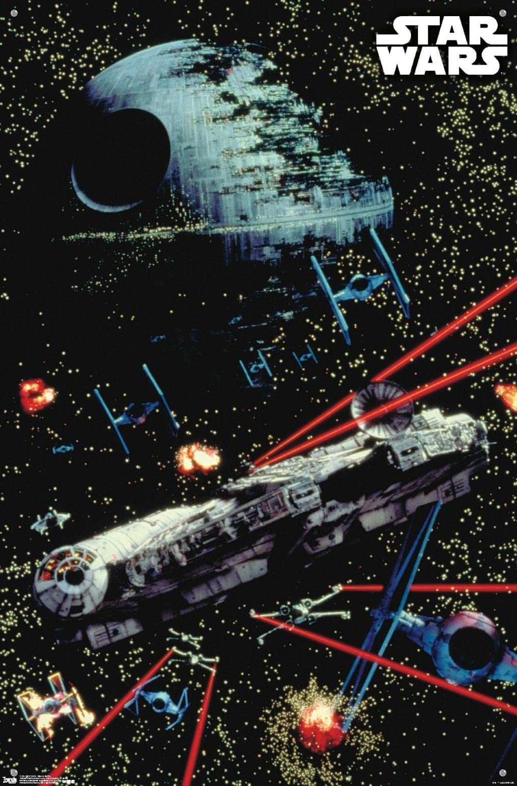 Star Wars Space Battle Wall Poster Set with Push Pins - Premium Movie Decor for Bedroom, Office & Game Room - Perfect Gift for Fans & Collectors