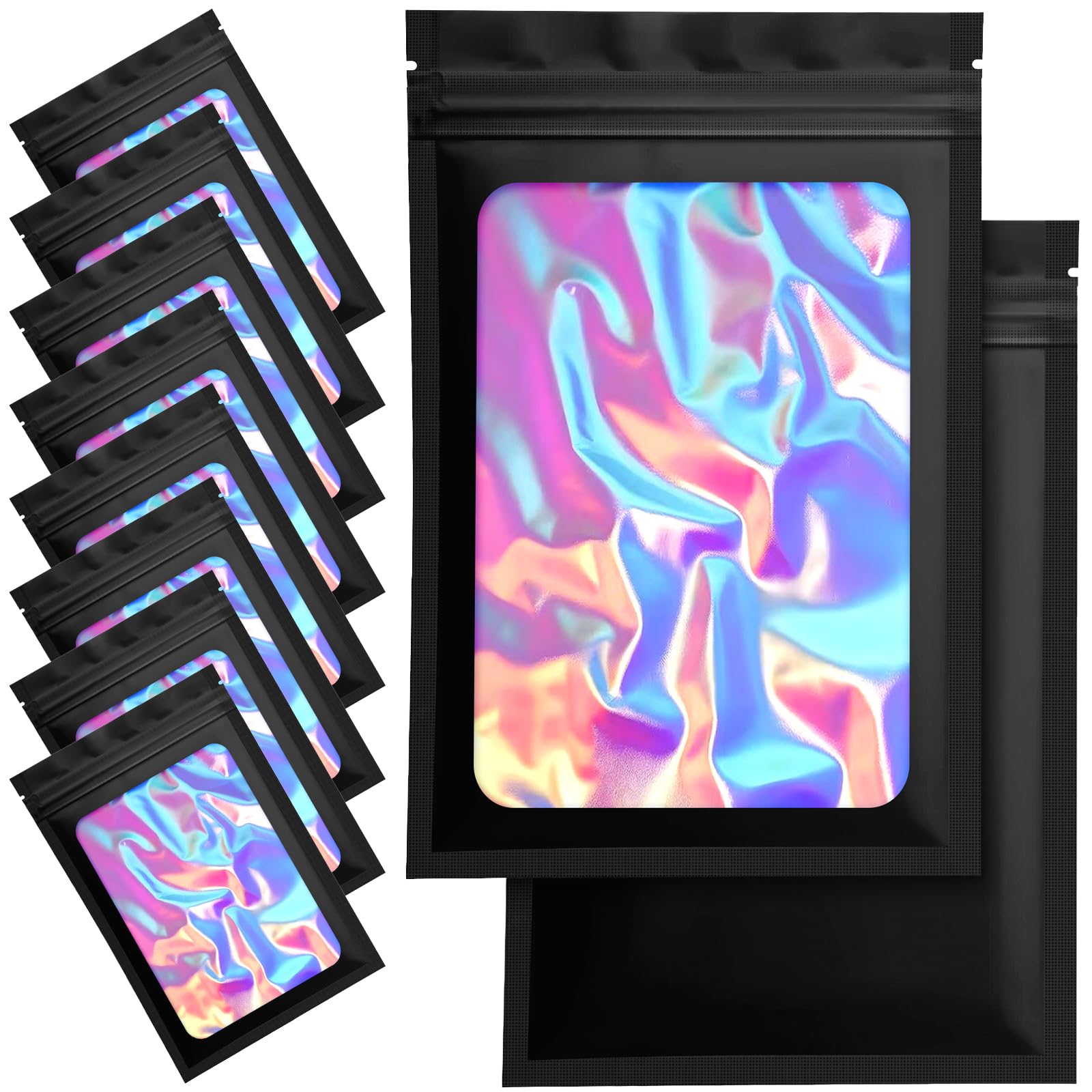 100 Pack 2.8 x 4 Inch Smell Proof Mylar Bags - Resealable Foil Pouch with Front Window for Food Storage, Coffee, Tea, Herbs & Cannabis | Airtight, Lightproof & Moisture Proof Packaging Solution