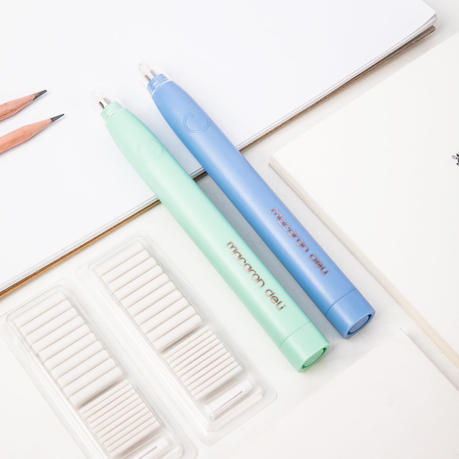 2PCS Electric Eraser Kit with 40 Refills - Battery Powered Eraser for Artists, Drawing, Sketching & Drafting | Perfect for Art Class, Studio Work & Professional Sketching