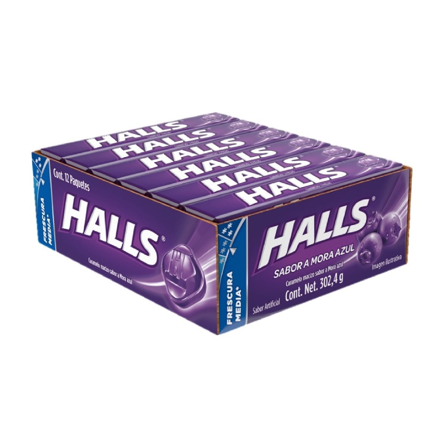 Halls Mexican Blueberry Flavor Candy | 12 Count Box | Refreshing Breath Mints for Work, Travel & On-the-Go Freshness