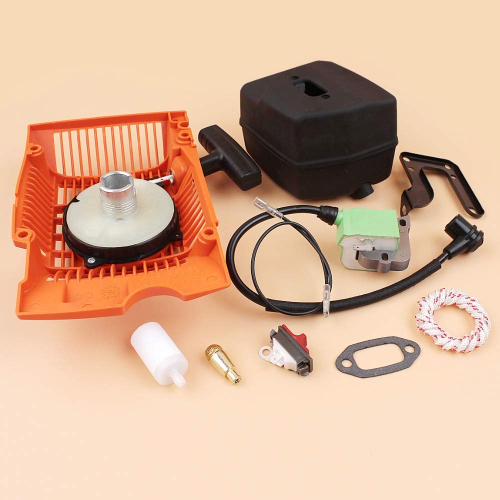 HUSQVARNA 268 272 272XP Chainsaw Recoil Pull Starter Ignition Coil Muffler Kit - Replacement Parts 503615571 - Perfect for Chainsaw Repair & Maintenance