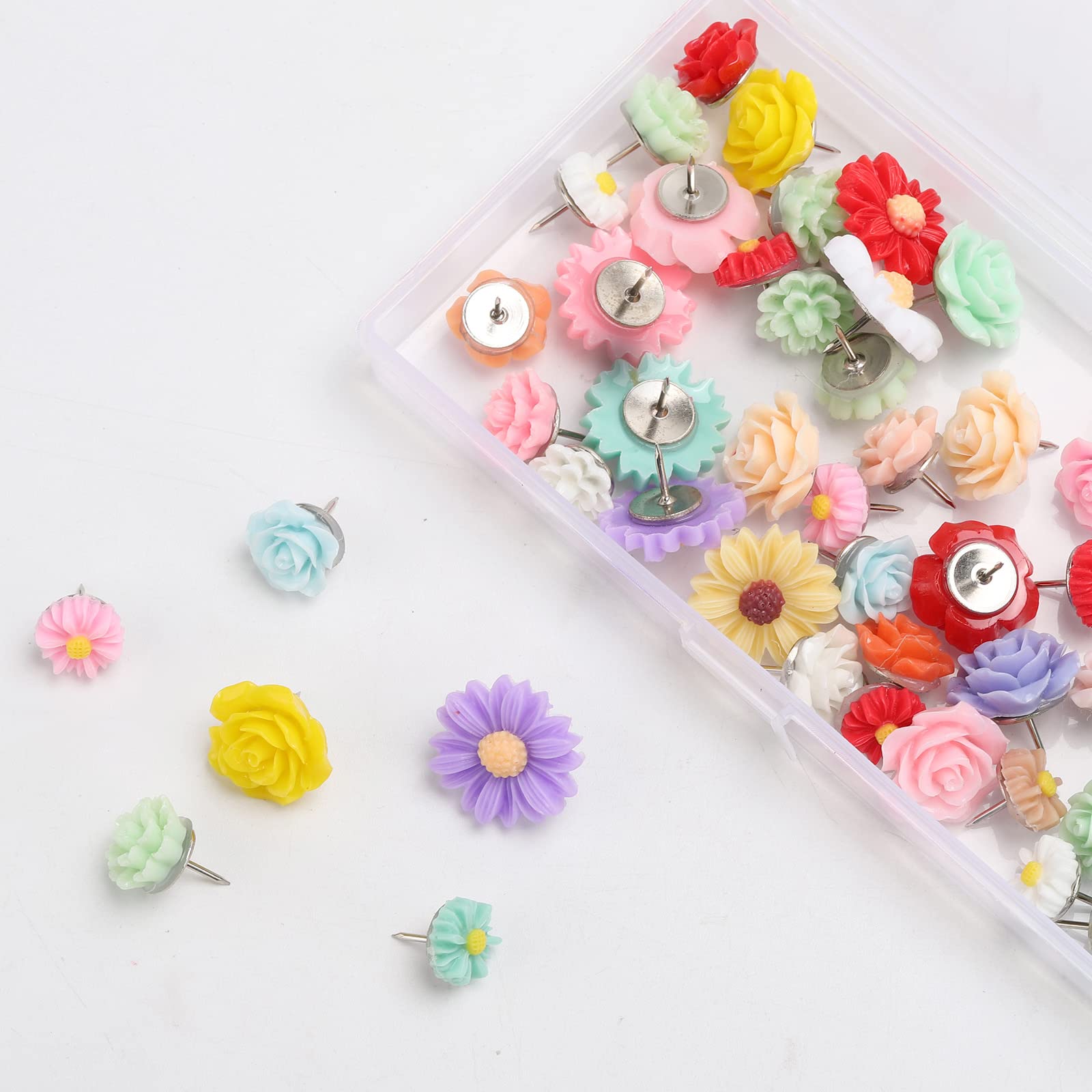 50Pcs Decorative Flower Push Pins for Cork Board - Office & Home Organization