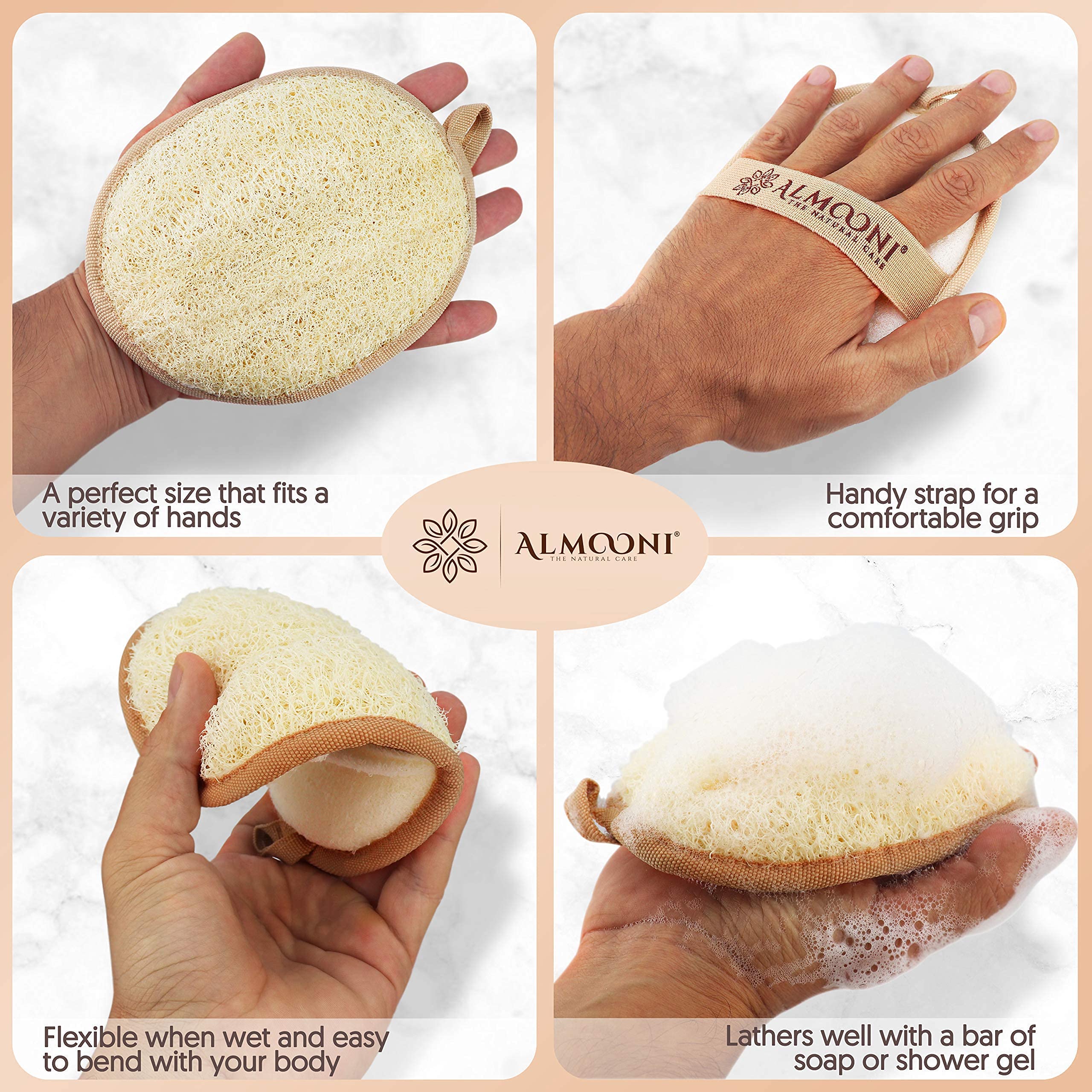 Premium Natural Egyptian Loofah Pad - Exfoliating Body & Back Scrubber for Deep Cleansing | Shower Sponge for Smooth Skin | Perfect for Daily Use & Spa Days