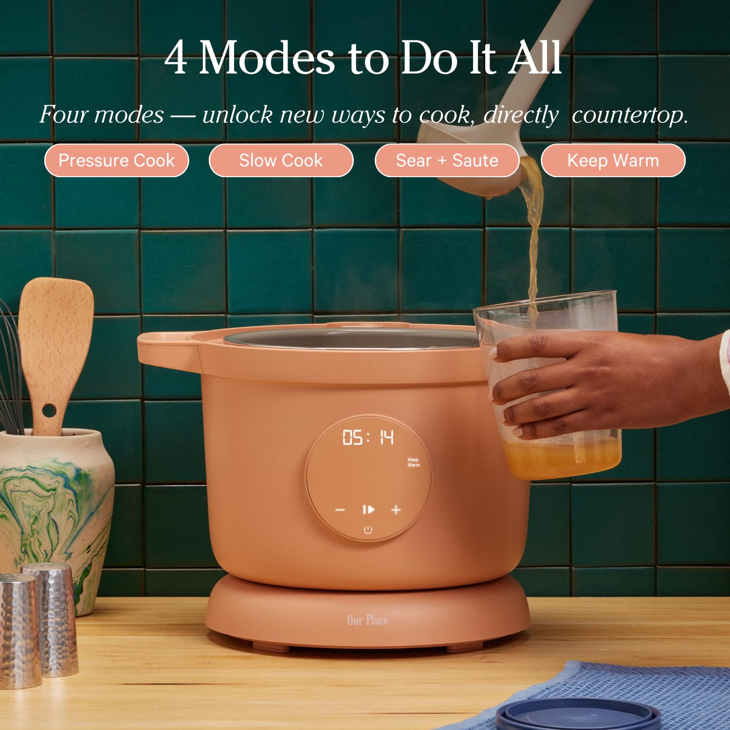 Our Place Dream Cooker 6-Quart Multicooker – 4-in-1 Pressure Cooker, Slow Cooker, Sauté Pan & Warmer | Hands-Free Steam Release & Customizable Settings | Perfect for Meal Prep, Family Dinners & Healthy Cooking