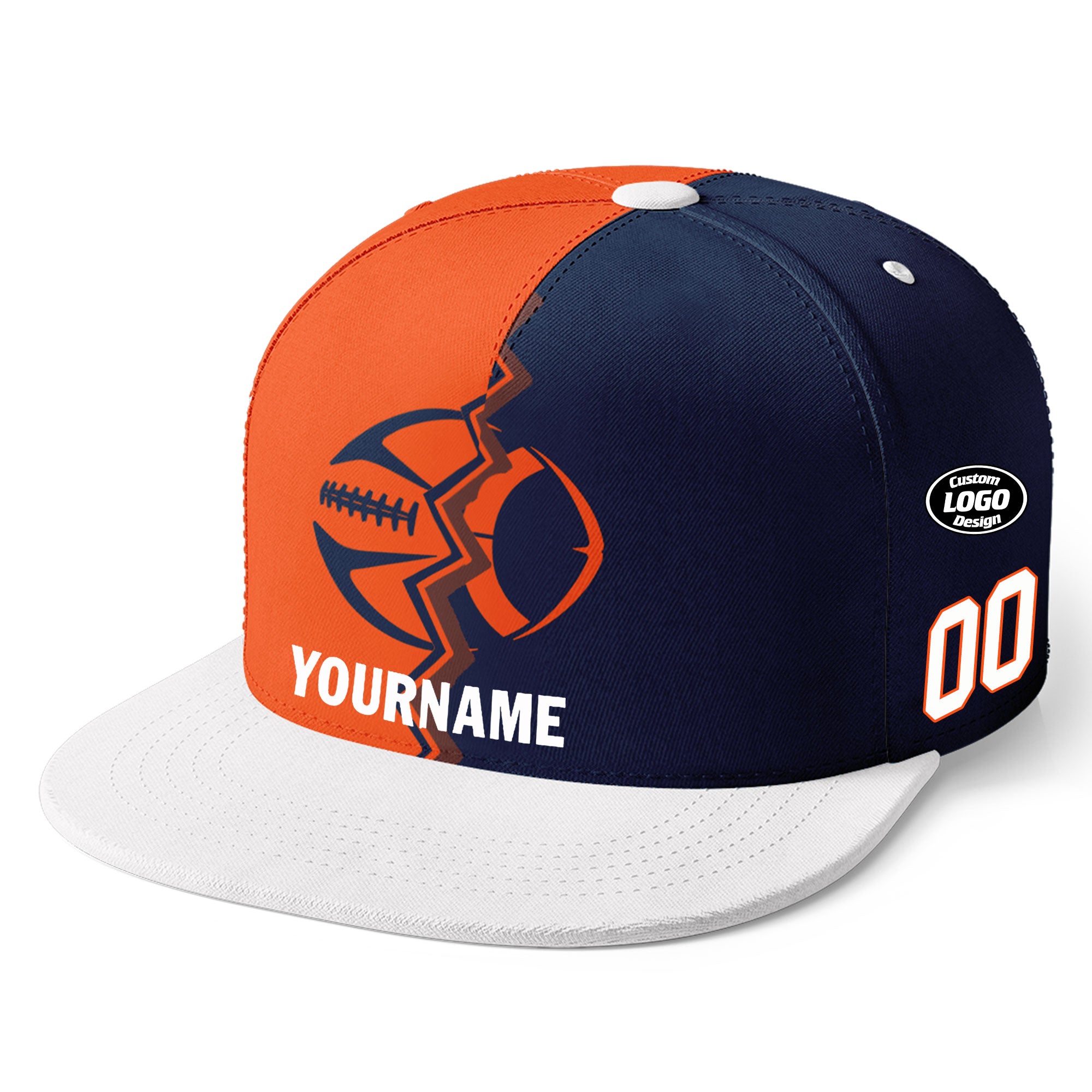 Custom Blue & Orange Colorado Sports Cap - Adjustable Stitched Hat with Personalized Design PR067B D028017 21 - Perfect for Outdoor Activities, Hiking & Fan Gear
