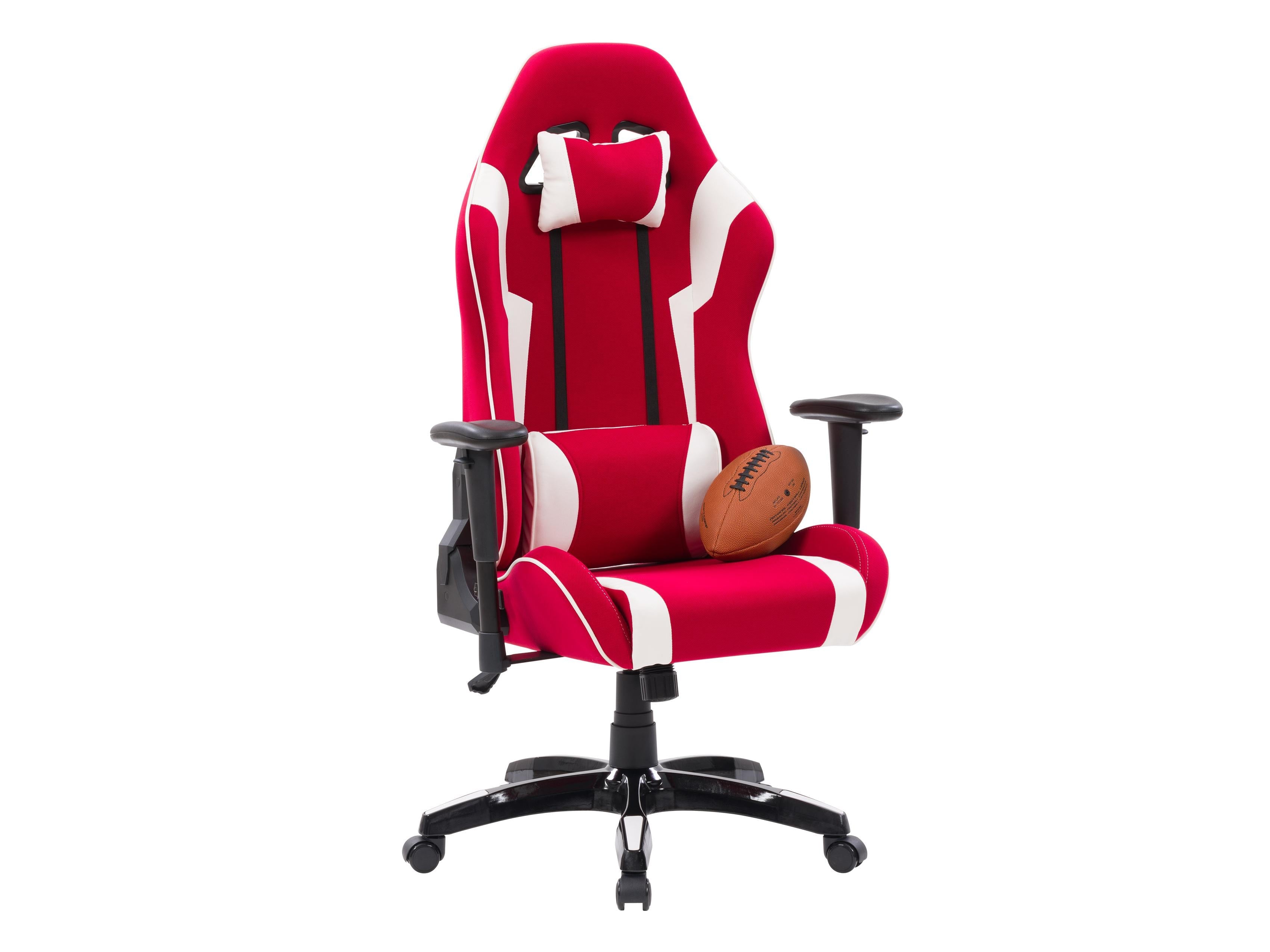 Ergonomic Red and White Gaming Office Chair - Adjustable Height & Lumbar Support for PC, Console & Home Office - Comfortable for Long Gaming Sessions & Work