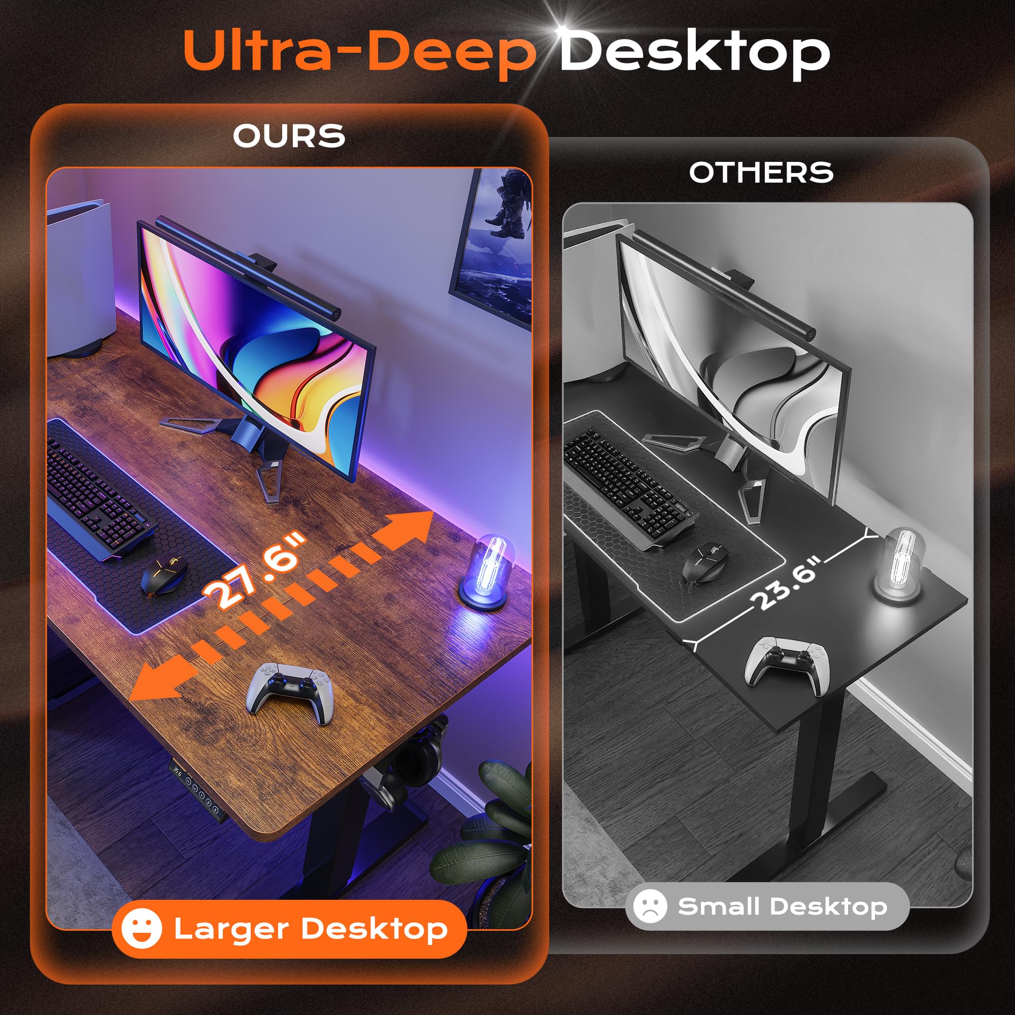 Huuger 55 x 28 Inches Large Electric Standing Desk - Height Adjustable Computer Desk with 27.6
