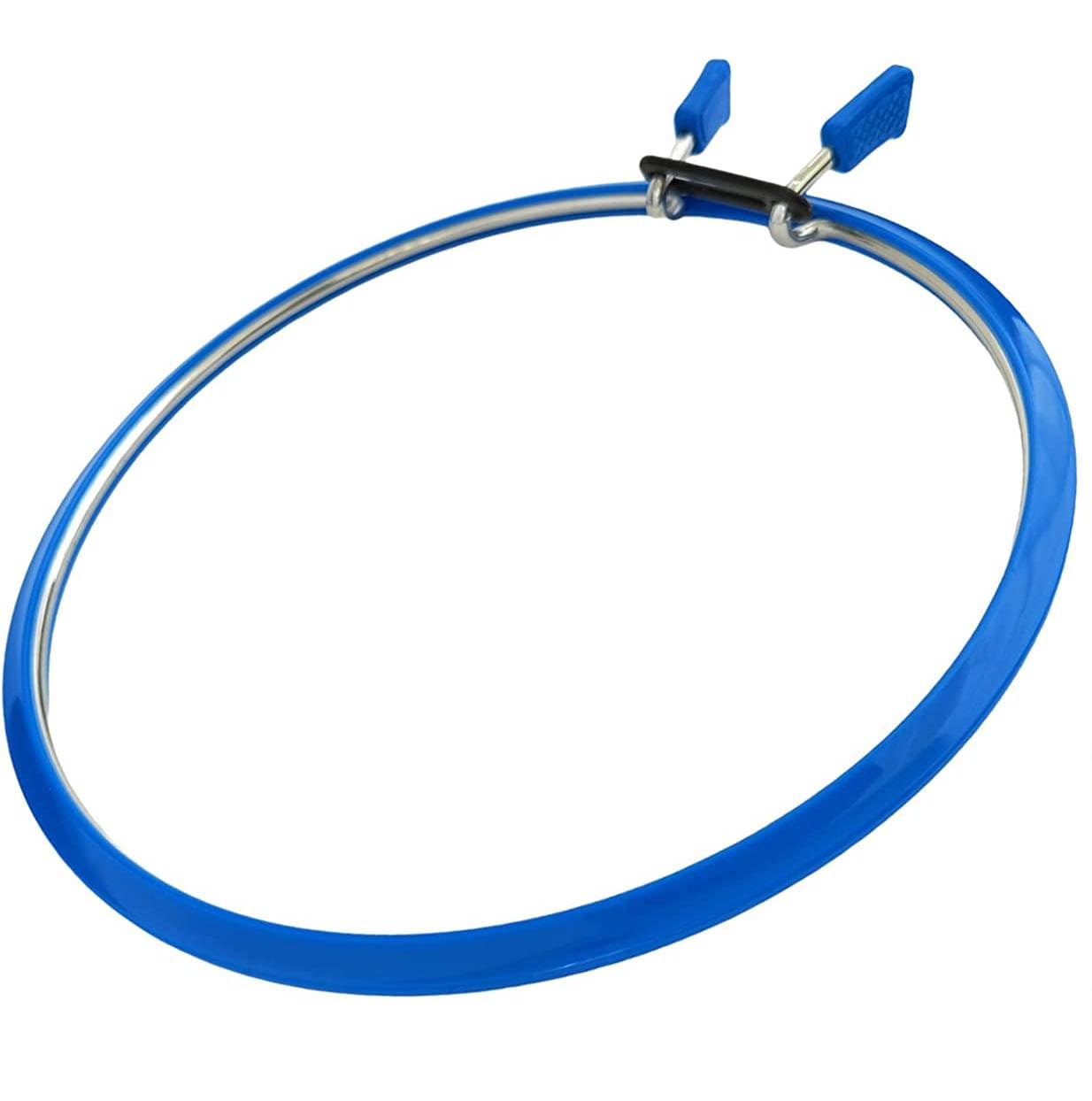 Premium Metal Spring Tension Embroidery Hoops for Cross Stitch & Darning - Blue Medium Size | Professional Embroidery Supplies for DIY Crafts & Fabric Art Projects