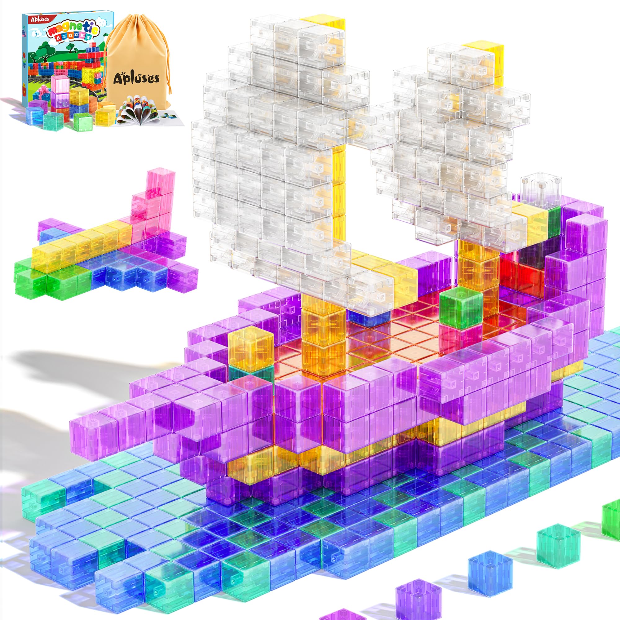 64PCS Magnetic Building Blocks Set - Transparent Rainbow Magnetic Cubes for Kids, STEM Educational Toys for Boys & Girls Ages 3+, Perfect for Indoor & Outdoor Play, Autism Sensory Development & Creative Learning
