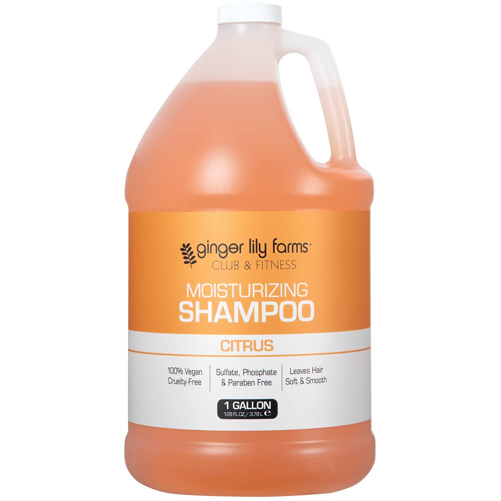 Ginger Lily Farms Club & Fitness Shampoo + Conditioner + Body Wash Bundle - Citrus Scent, 1 Gallon Each - Gym, Salon & Home Use for Men & Women