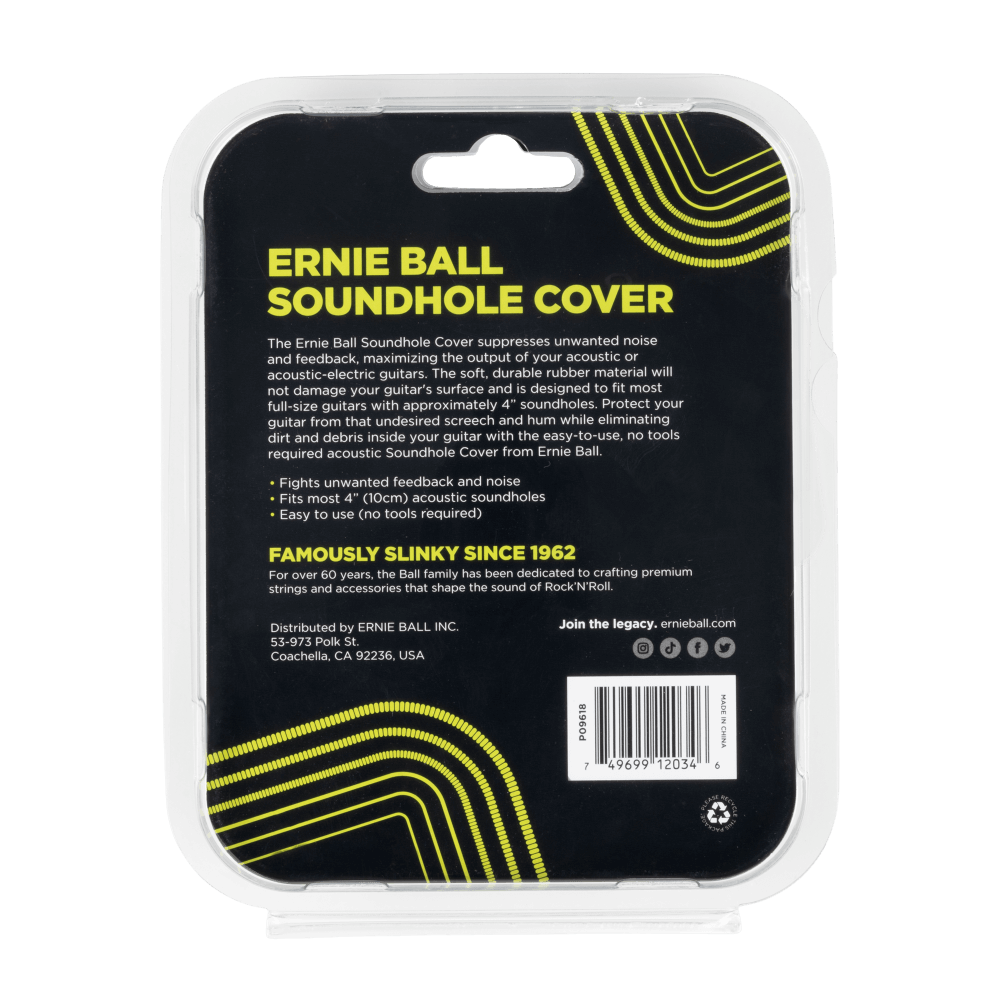 Ernie Ball Acoustic Guitar Soundhole Cover - Dust & Feedback Protector for 6-String Guitars - Perfect for Live Performances & Studio Recording