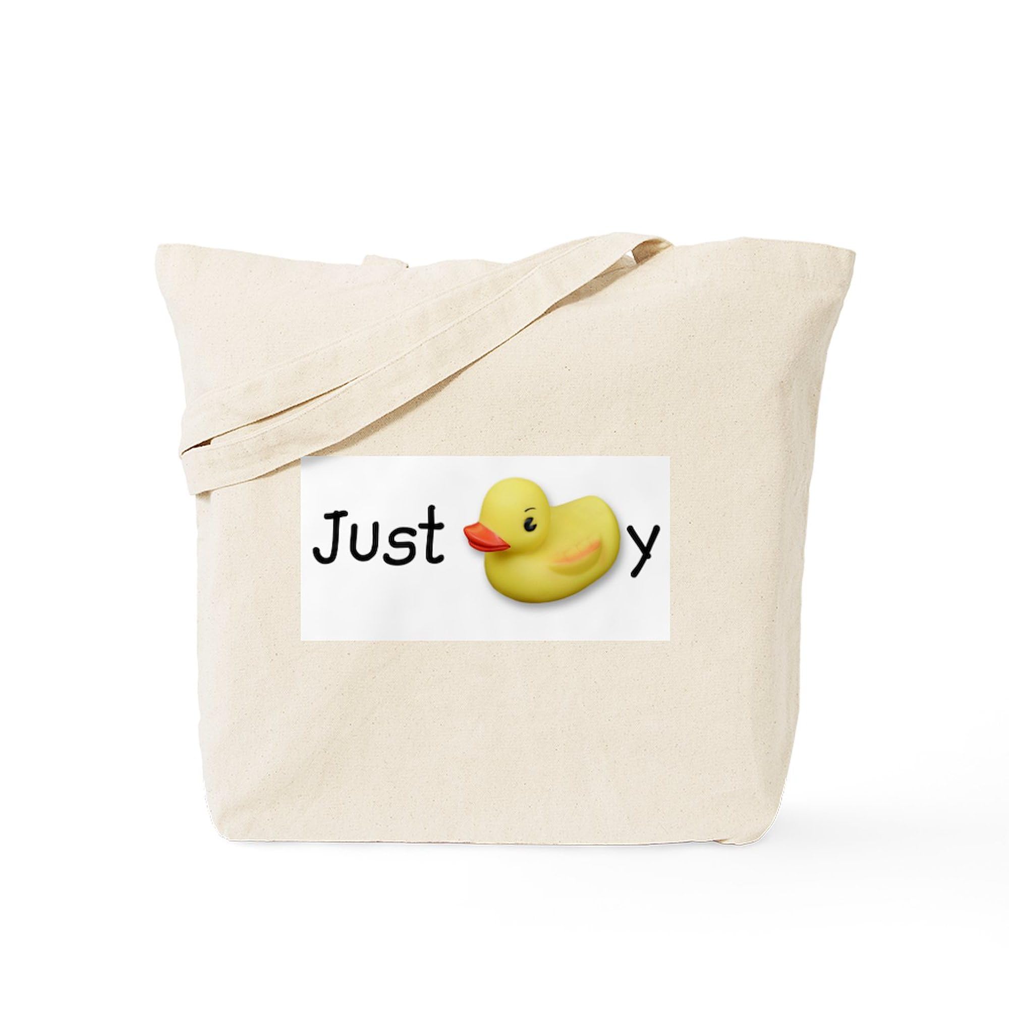 JUST DUCKY Natural Canvas Tote Bag - Eco-Friendly Reusable Shopping Bag for Groceries, Beach & Daily Use | Durable Cotton Tote with Fun Duck Design