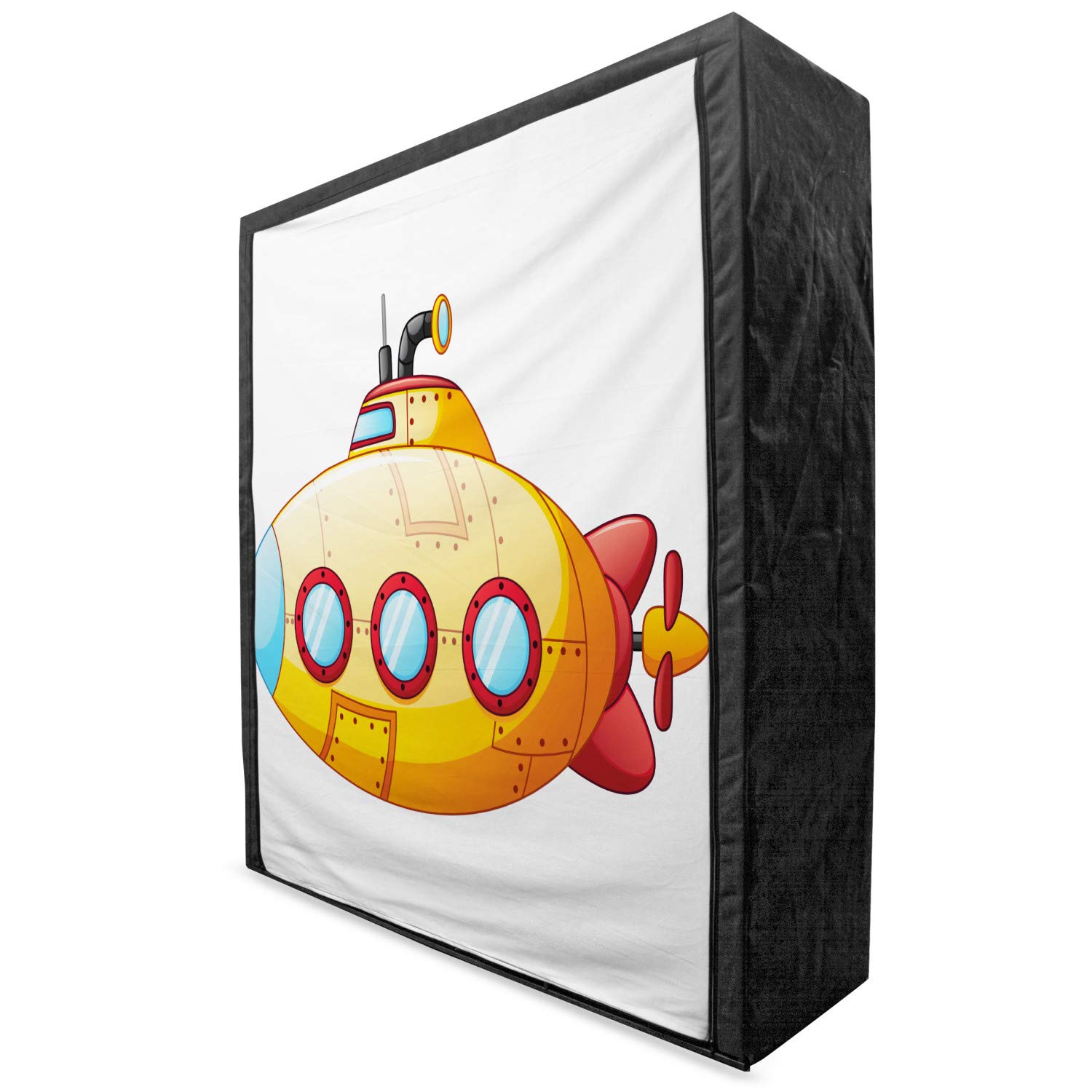 Ambesonne Yellow Submarine Fabric Wardrobe - Cartoon Style Sea Theme Clothing Organizer with Shelves, 59