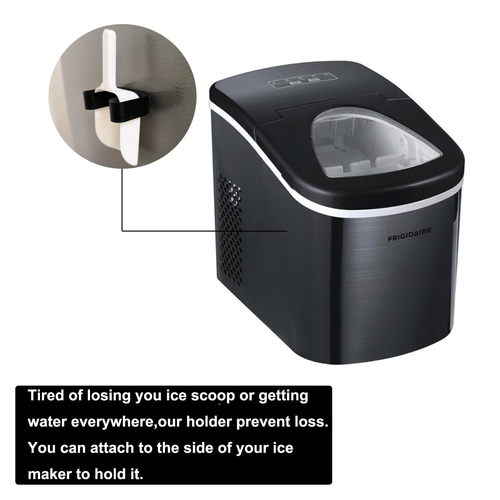 PIAOLGYI 2-Pack Black Ice Scoop Holder for Frigidaire EFIC117-SS 26lb Countertop Ice Maker - Scooper Accessory (Ice Scoop Not Included) | Perfect for Kitchen, Bar, Office, and RV Use