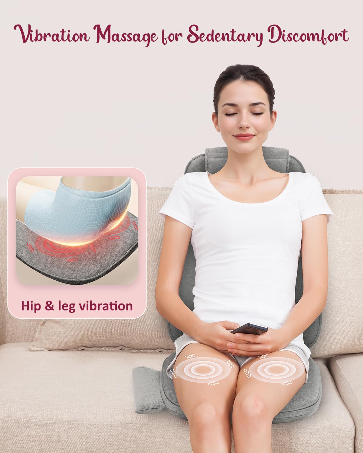 Shiatsu Back Massager with Heat - Deep Tissue Kneading Massage Chair Pad & Vibration Seat Cushion for Home & Office Use - Perfect Gift for Relaxation & Stress Relief - Ideal for Neck, Shoulder & Back Pain Relief After Work or Travel