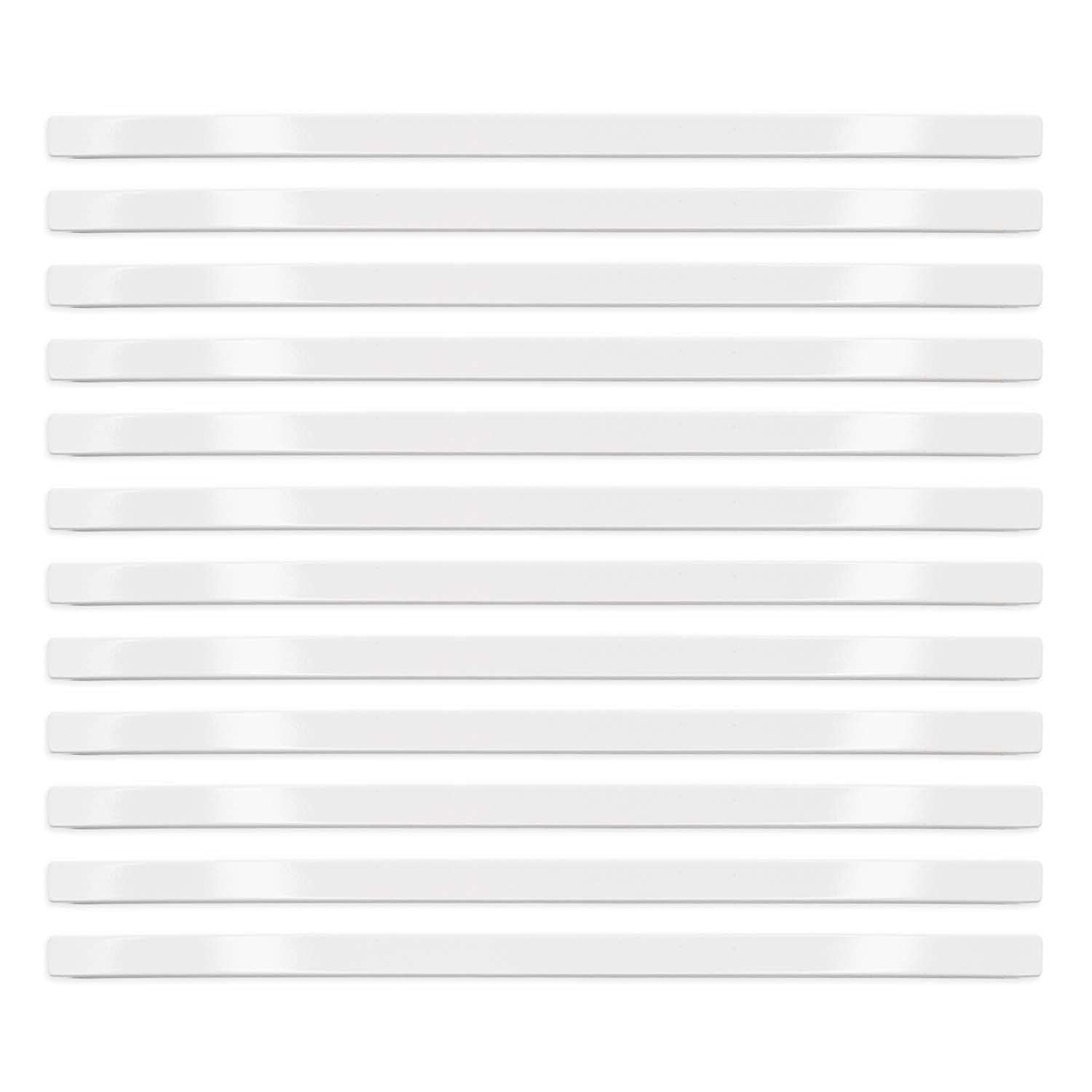 Questech Decor 1/2 x 12 Inch Linear Flat Pencil Tile Edge Trim Cap - Bright White Polished (12 Pack) - Perfect for Shower Tile Liner, Kitchen Backsplash Border & Bathroom Wall Tile Decoration