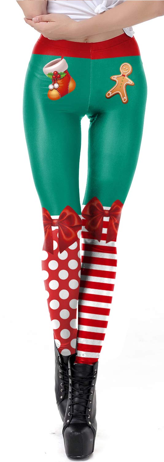 Jumppmile Women's Ugly Christmas Leggings - Festive 3D Printed Holiday Pants for Xmas Parties & Family Gatherings | Fun Costume Outfit for Women