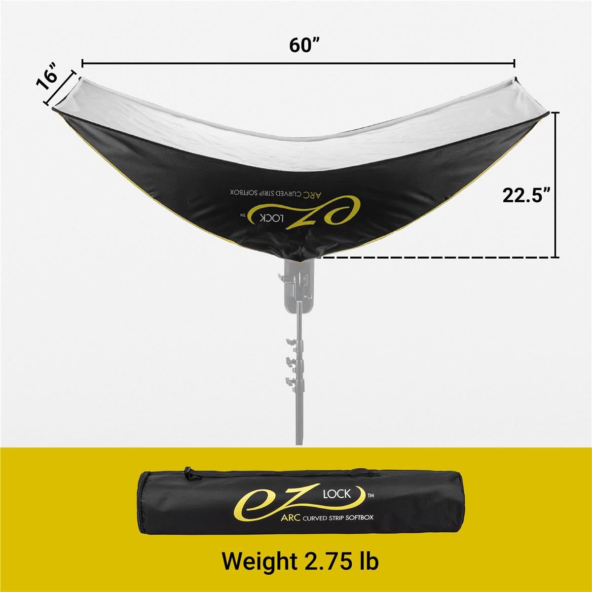 Glow EZ Lock 16x60 ARC Curved Strip Light Softbox with Bowens Mount - Professional Photography Lighting for Strobes & Monolights - Convertible to Curved Reflector with White Diffuser - Perfect for Studio, Portrait, and Product Photography