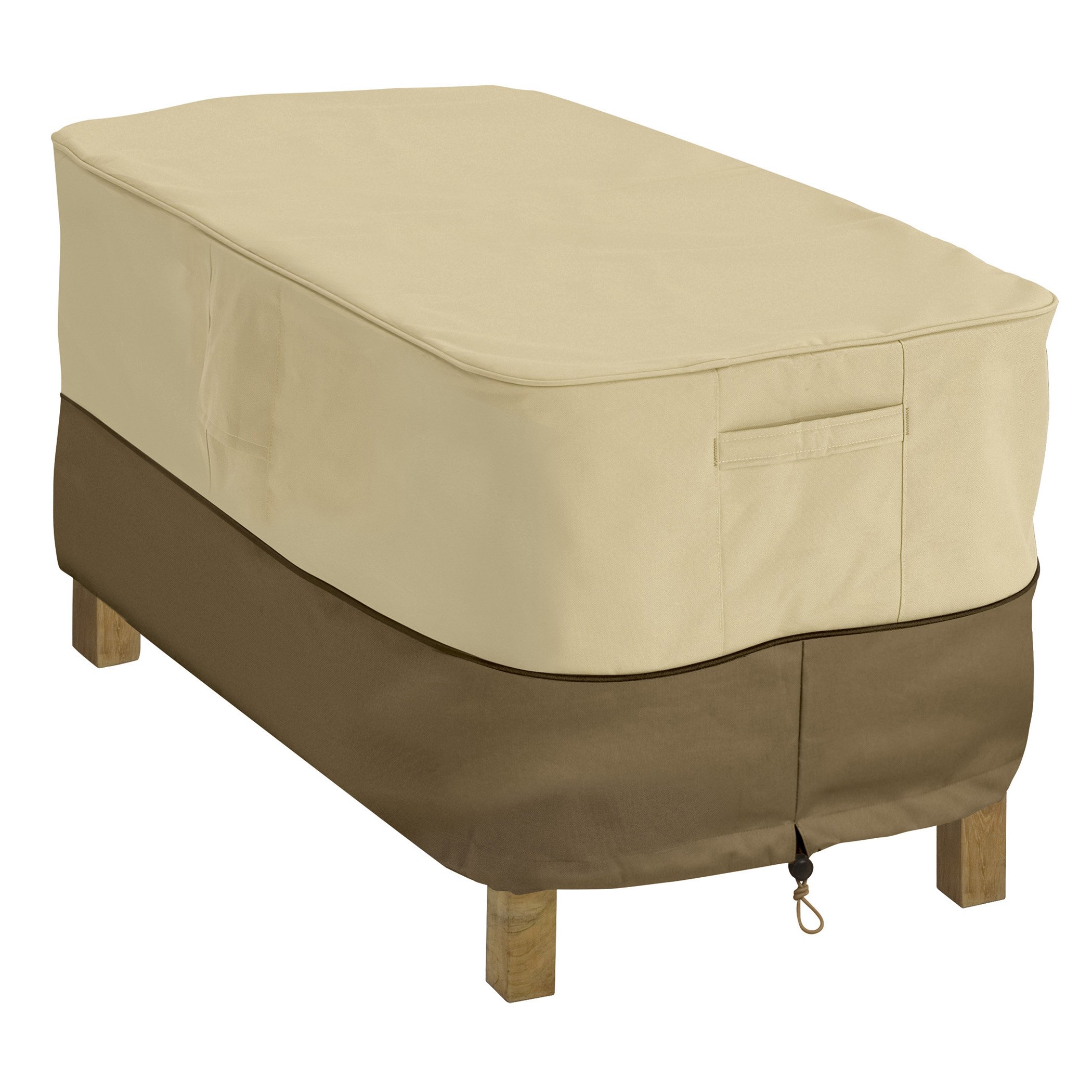 Classic Accessories Veranda 48 Inch Water-Resistant Rectangular Patio Coffee Table Cover – Durable Outdoor Table Protection for Patio Furniture, Deck, and Garden Use