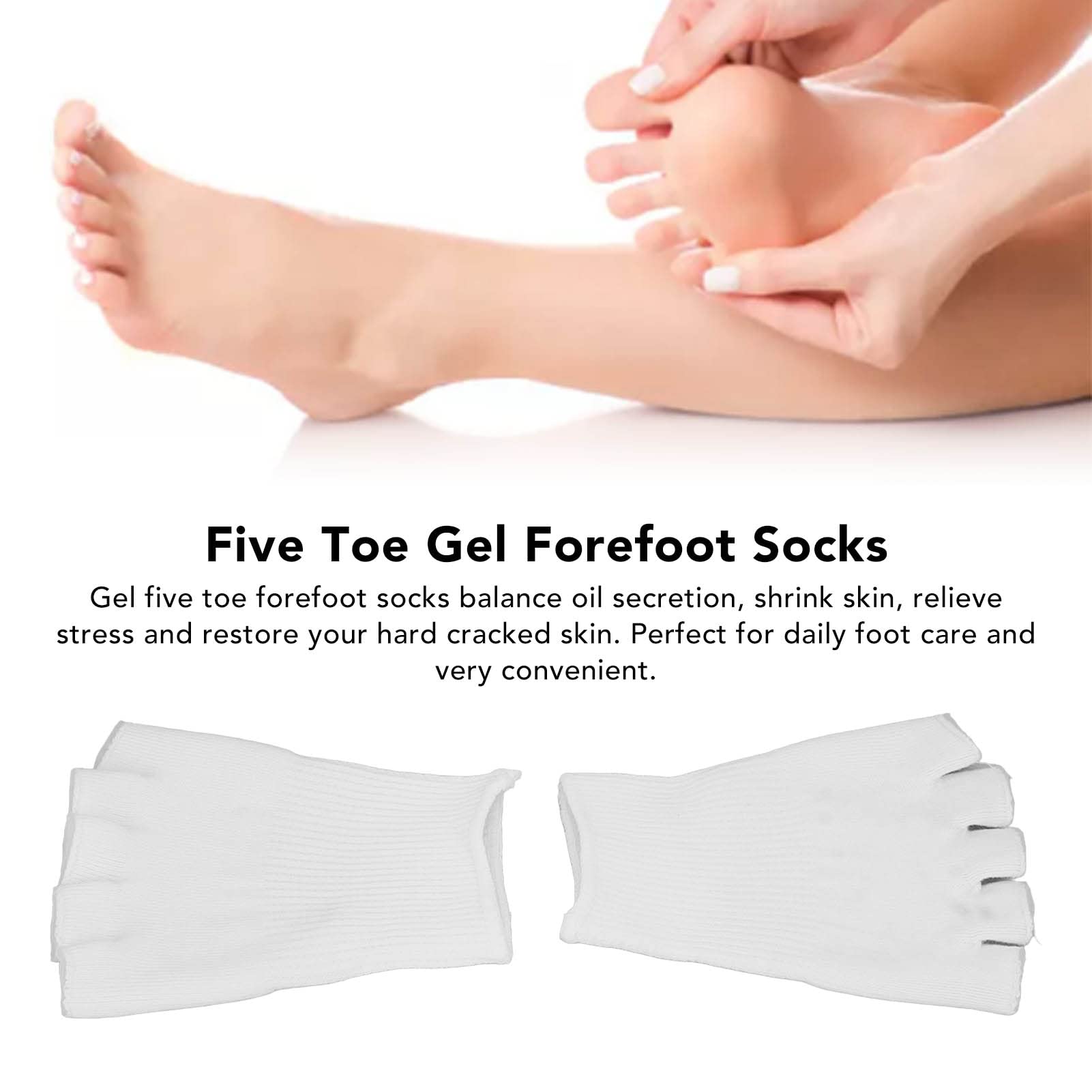 Gel Forefoot Socks with Moisturizing & Repairing - 5 Toe Gel Socks for Dry Cracked Skin - Soft Keratin Skin-Friendly Socks for Foot Care & Healing - Perfect for Night Treatment & Cracked Heel Relief