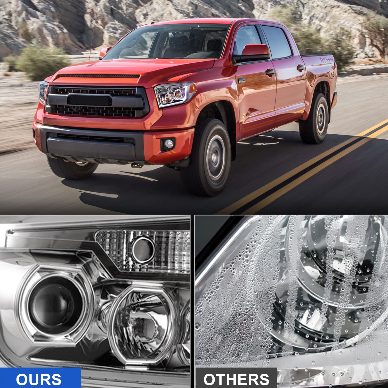 ROXX Full LED Projector Headlights Assembly for Toyota Tundra 2014-2017 | Black Housing with DRL & Turn Signals | Upgrade Pickup Truck Lighting for Night Driving & Off-Road Adventures