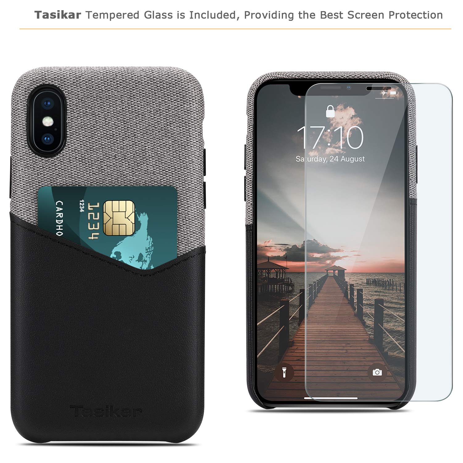 Premium Leather & Fabric iPhone Xs Max Wallet Case with Card Holder Slot - Compatible with iPhone Xs Max - Stylish & Protective Cover for Everyday Use, Travel & Business (Black)