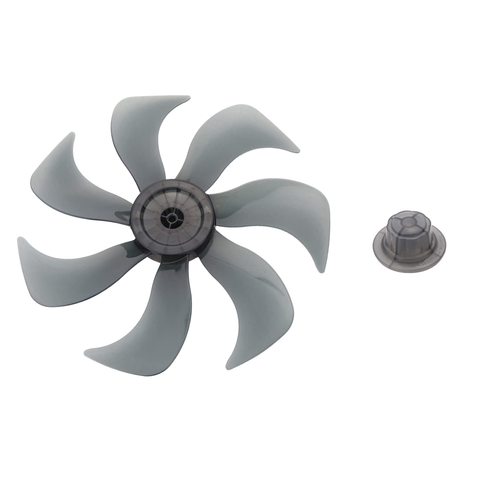 Alvivi 16-Inch Replacement Plastic Fan Blade with Nut Cover - 5/7 Leaf Silent Design for Standing & Table Fans - Household Cooling Solution (Gray, One Size) - Perfect for Bedrooms, Living Rooms & Offices