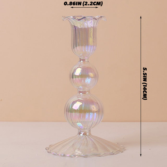 Iridescent Glass Candle Holder for Home Decor - Elegant Handmade Votive Candle Jar for Wedding, Party & Romantic Dinner Decorations