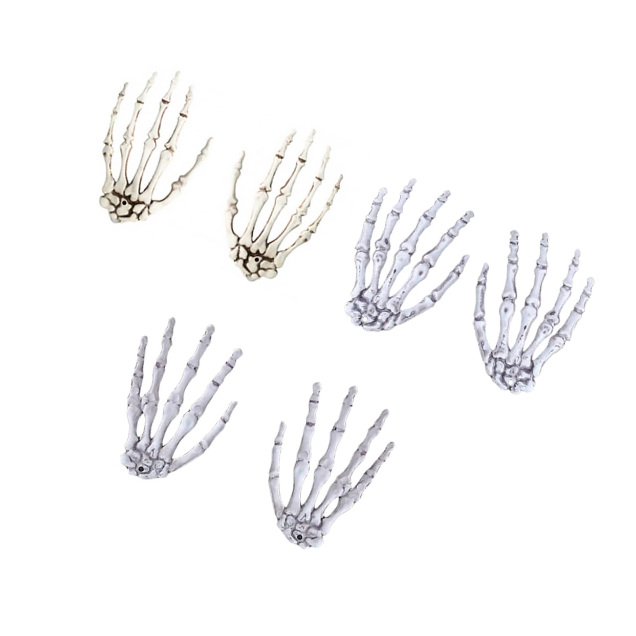 YARNOW 3 Pairs Realistic Skeleton Hand Bones - White Halloween Decorations for Spooky Party, Haunted House & Trick or Treat | Scary Props, Witchcraft Display & Gothic Home Decor