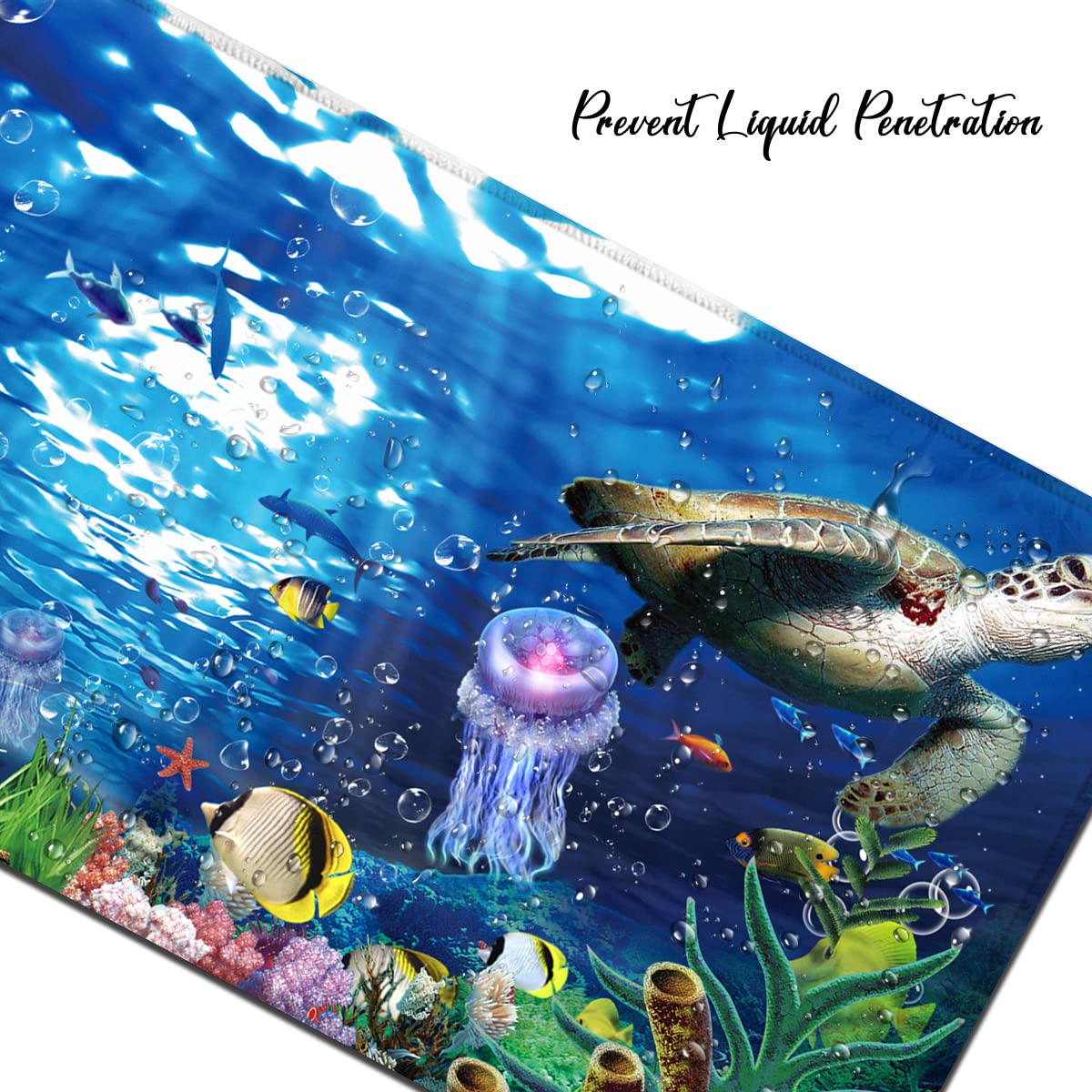 Extra Large Gaming Mouse Pad 35.5x15.8 Inch - Blue Underwater World Turtle Design XXL Mouse Mat for PC, Laptop & Office Desk - Perfect for Gamers, Work & Home Office Setup