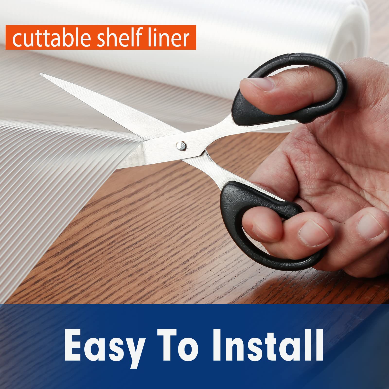 Non-Slip Shelf Liner for Kitchen Cabinets - White & Clear Drawer Liners 12