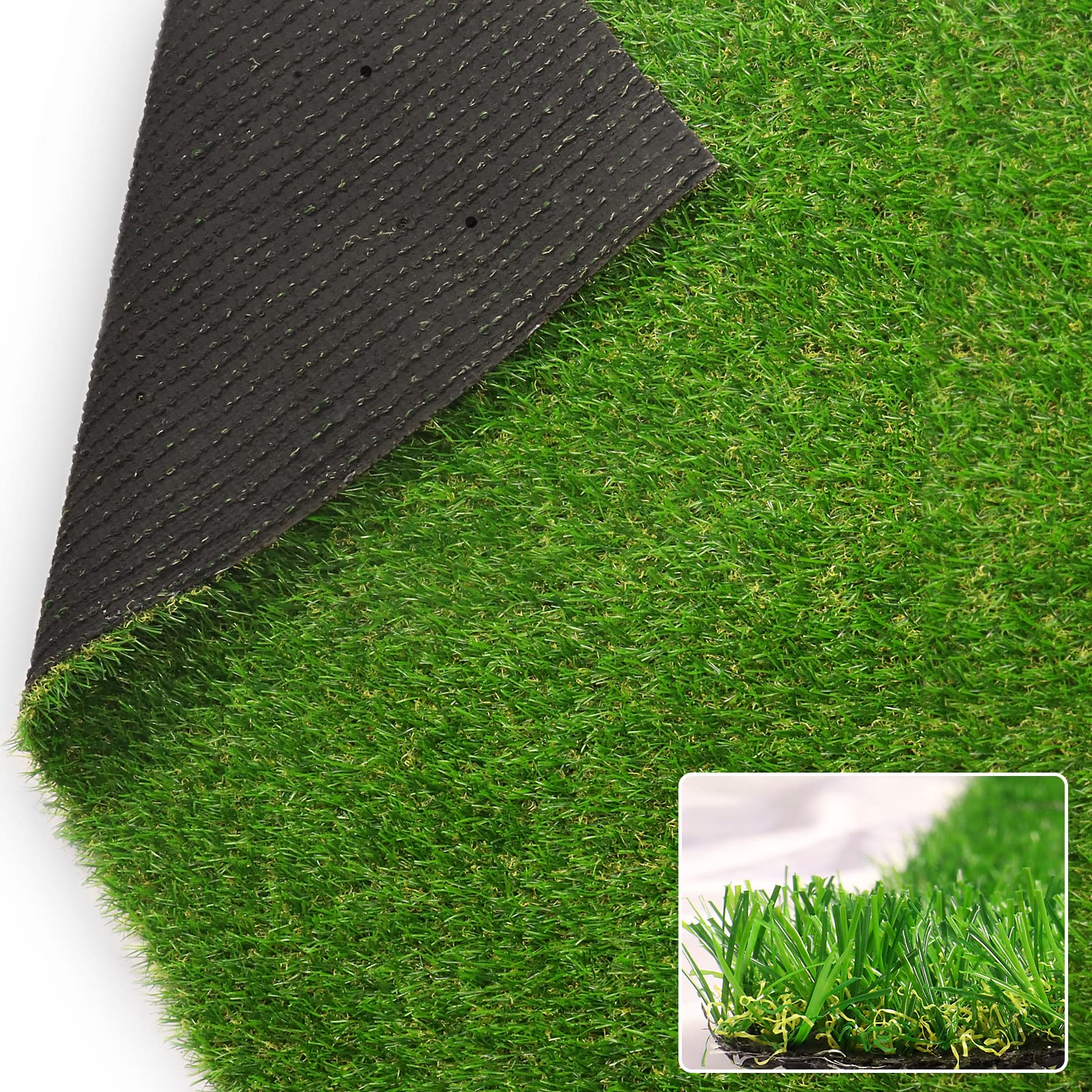 Weidear 0.8 Inch Realistic Artificial Grass Turf - 3 ft x 5 ft Indoor/Outdoor Synthetic Grass Rug - Pet-Friendly Fake Grass Carpet for Dogs, Patio, Garden & Lawn Landscaping - Perfect for Backyards, Balconies, Play Areas & Decorative Use