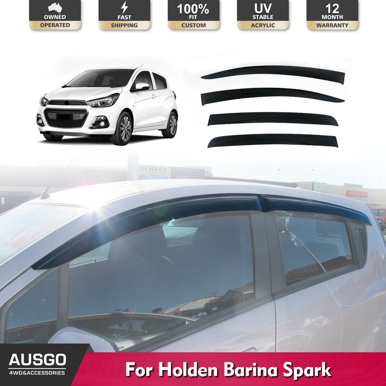 Weather Shields for Holden Barina Spark MJ Series - Car Window Rain Guards & Wind Deflectors - Perfect for All-Weather Protection & Noise Reduction