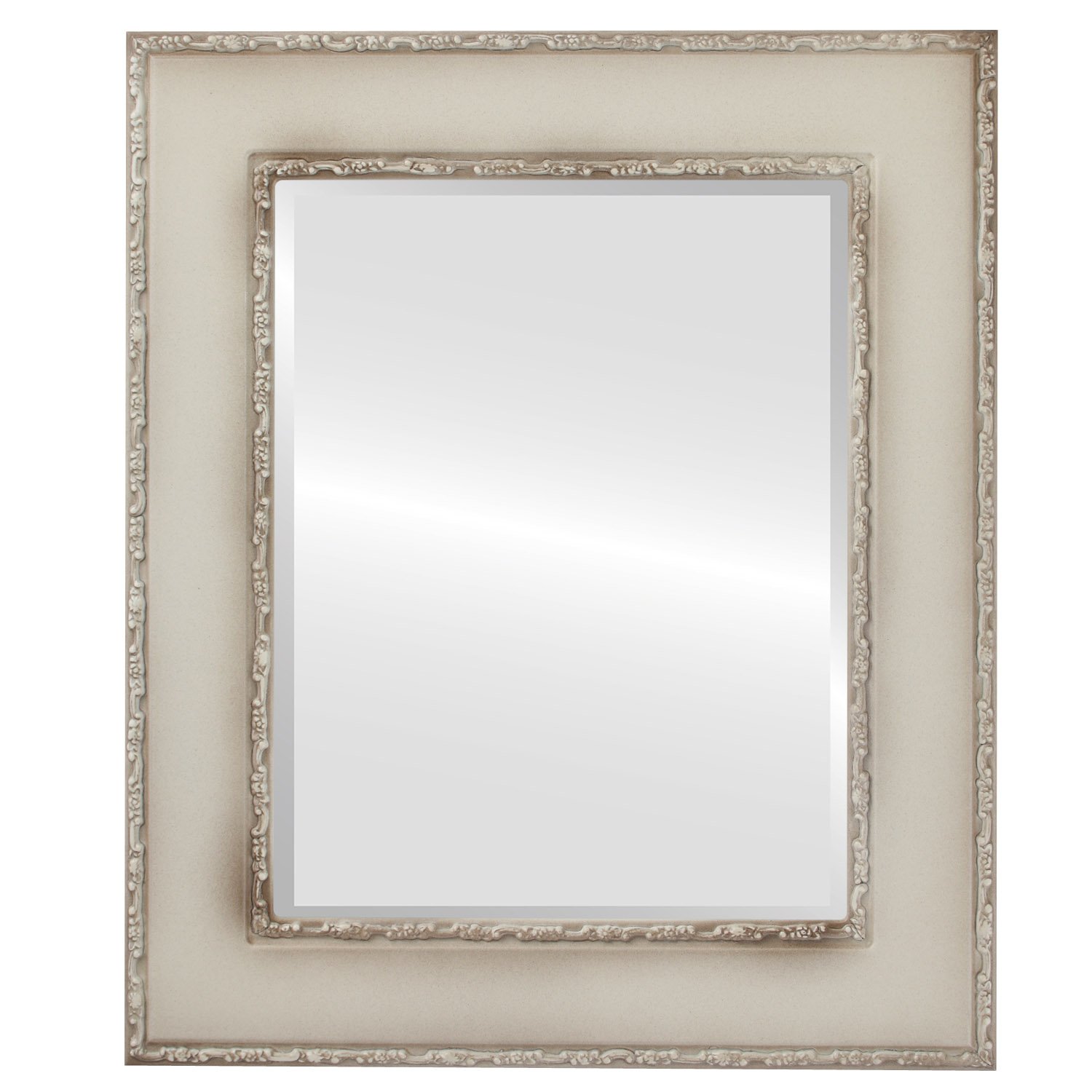 Paris Style Rectangle Beveled Wall Mirror - Taupe Frame 21x25 Inches - Elegant Home Decor for Living Room, Bedroom & Entryway