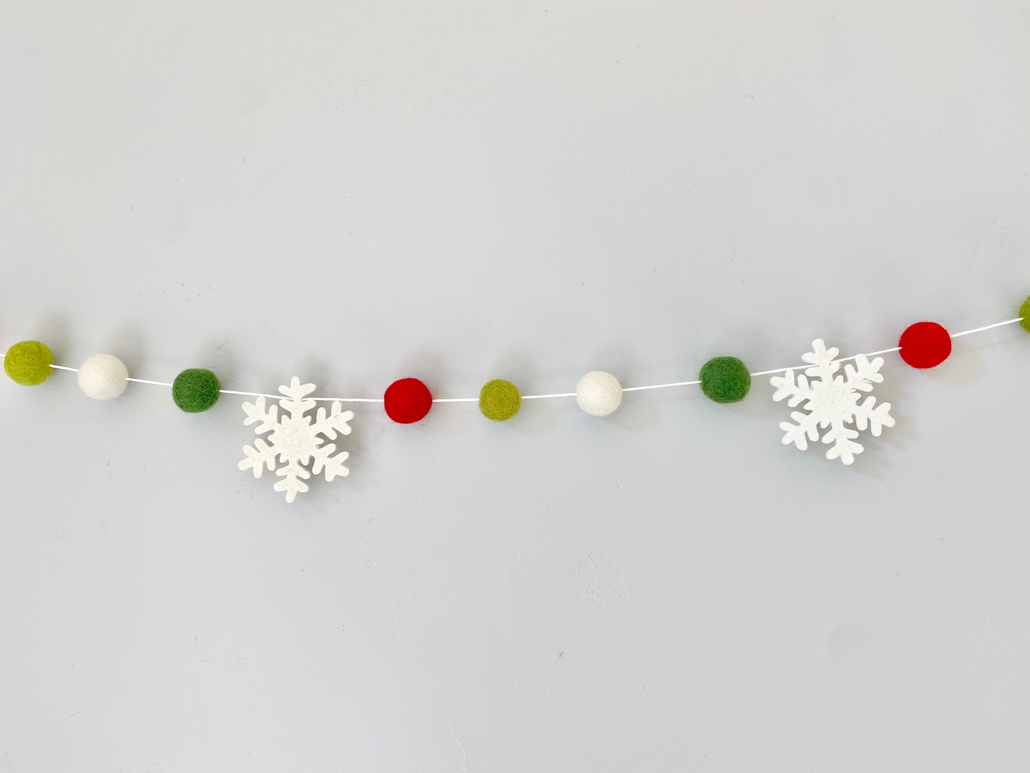 Festive Snowflake Garland Decor - Christmas Holiday Party & Winter Home Decoration for Mantel, Tree, Fireplace