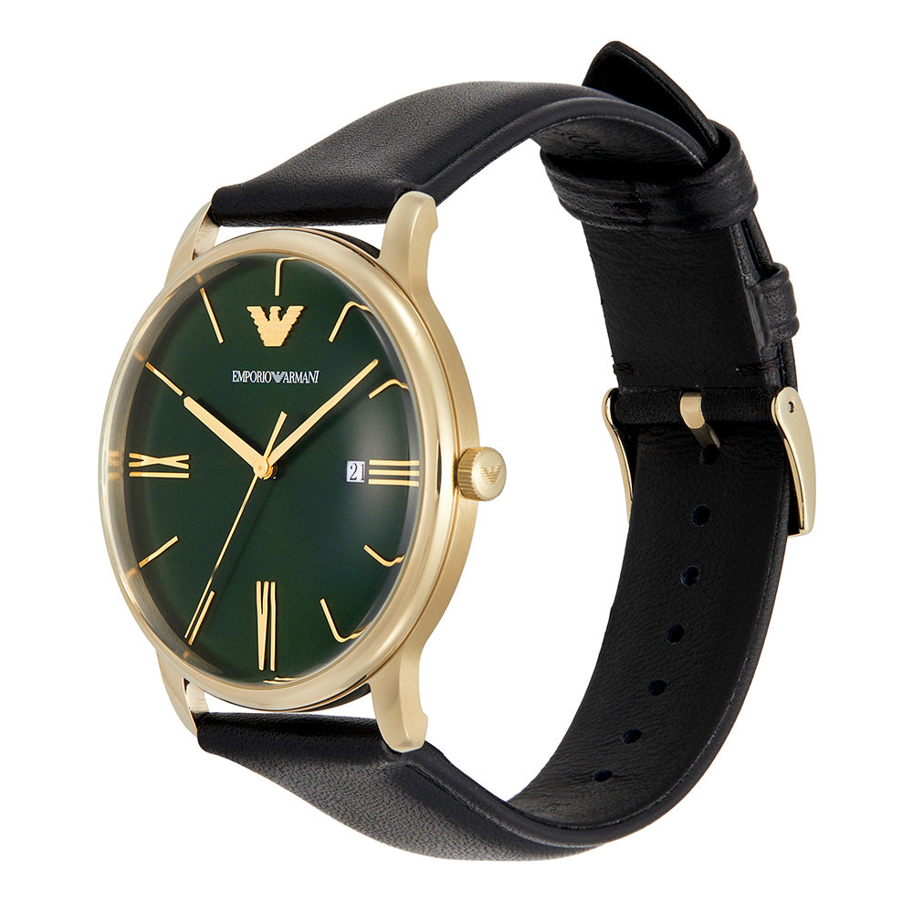 Emporio Armani AR11601 Minimalist Men's Leather Strap Watch - Luxury Analog Wristwatch for Business, Casual & Formal Occasions